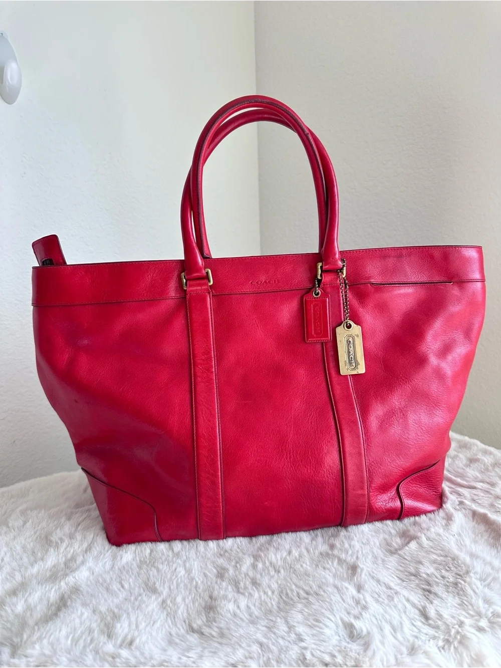 COACH‎ Red Bleecker Legacy Leather Weekend Tote 70487